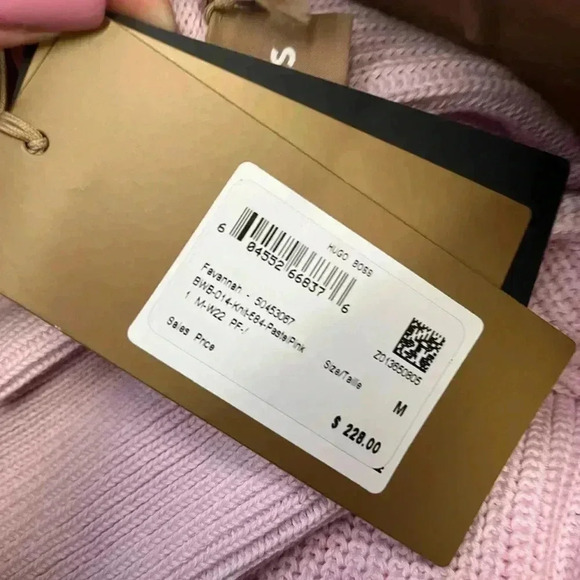 NWT Boss SCOOP-NECK FAVANNAH SWEATER IN COTTON SILK Pastel Pink M - Picture 6 of 7